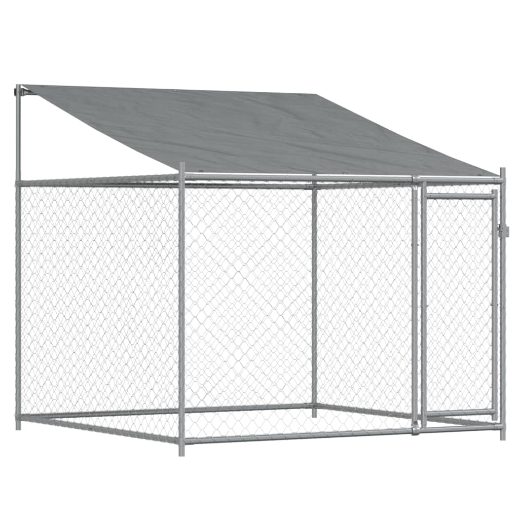 vidaXL Jaula de perros techo y puertas acero galvanizado gris 8x2x2 m