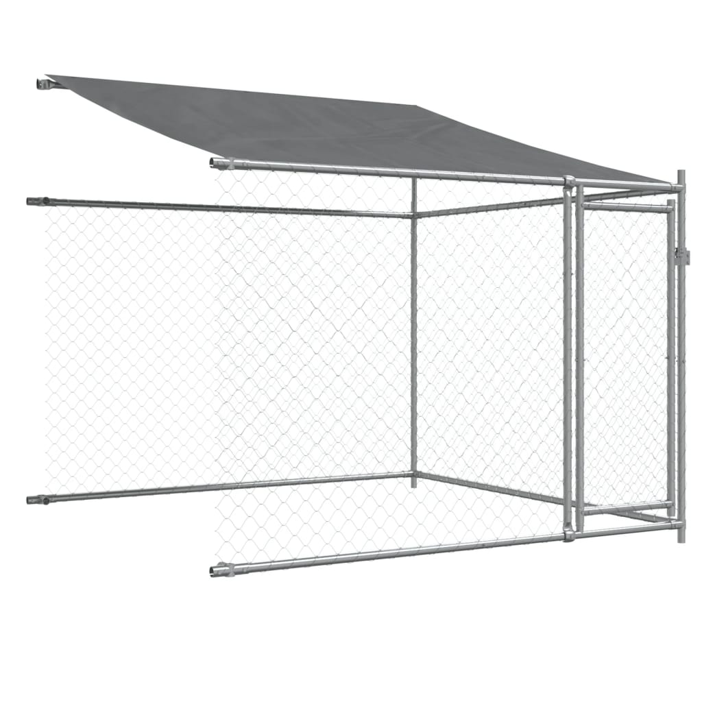 vidaXL Jaula de perros techo y puertas acero galvanizado gris 8x2x2 m