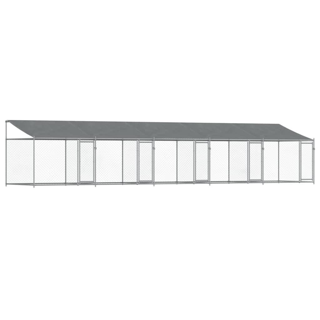 vidaXL Jaula de perros techo y puertas acero galvanizado gris 10x2x2 m