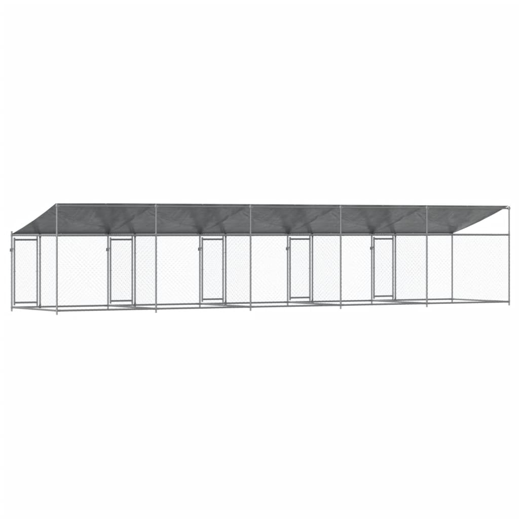 vidaXL Jaula de perros techo y puertas acero galvanizado gris 10x2x2 m