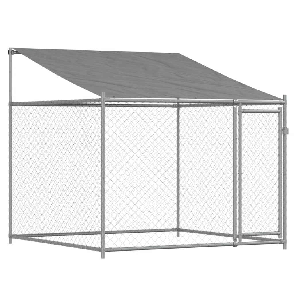 vidaXL Jaula de perros techo y puertas acero galvanizado gris 10x2x2 m