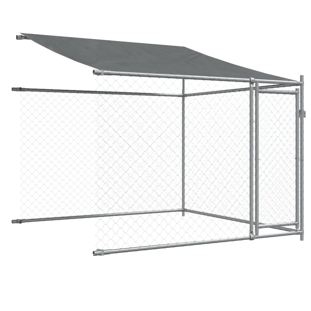 vidaXL Jaula de perros techo y puertas acero galvanizado gris 10x2x2 m