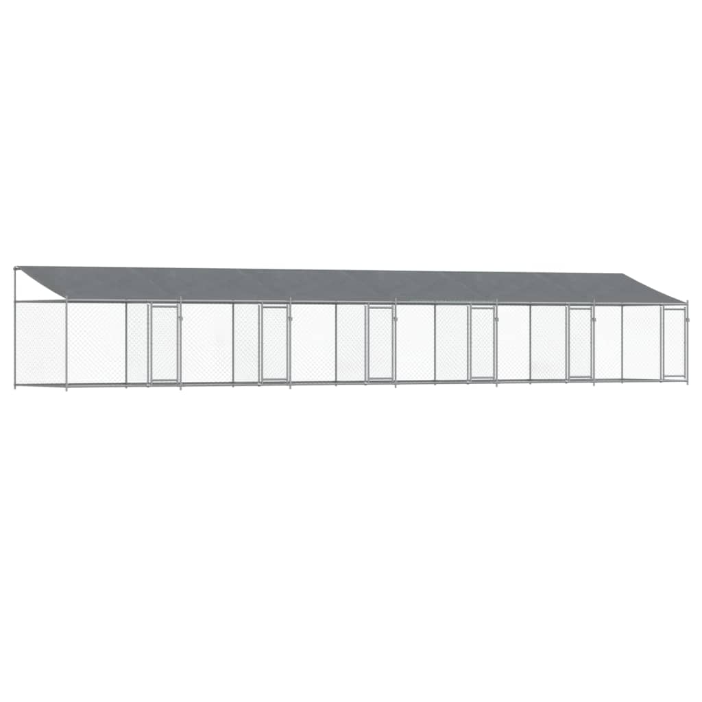 vidaXL Jaula de perros techo y puertas acero galvanizado gris 12x2x2 m