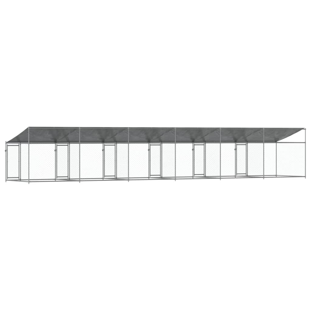 vidaXL Jaula de perros techo y puertas acero galvanizado gris 12x2x2 m