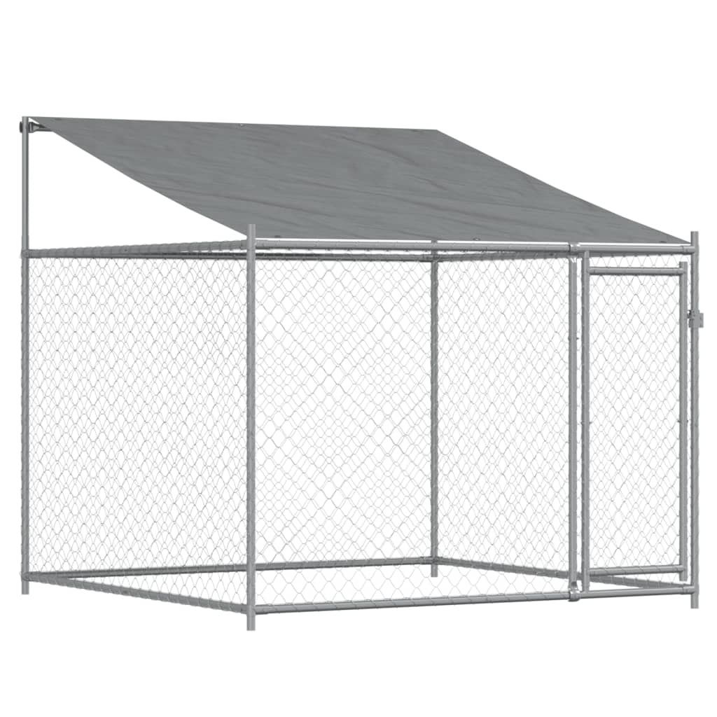 vidaXL Jaula de perros techo y puertas acero galvanizado gris 12x2x2 m