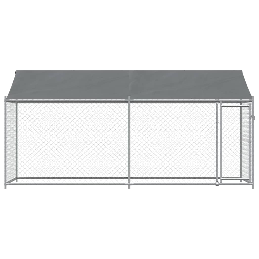 vidaXL Jaula de perros techo y puerta acero galvanizado gris 4x2x2 m