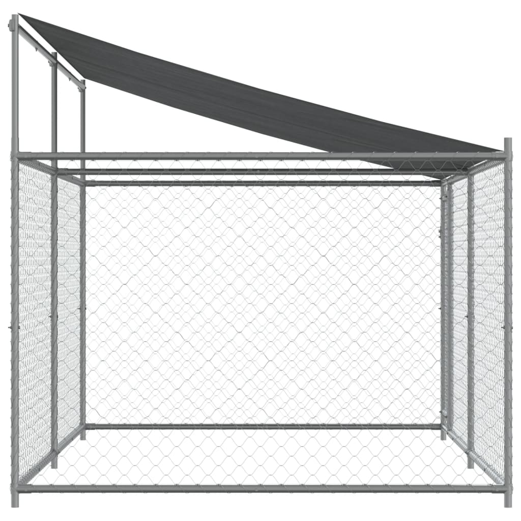 vidaXL Jaula de perros techo y puerta acero galvanizado gris 4x2x2 m