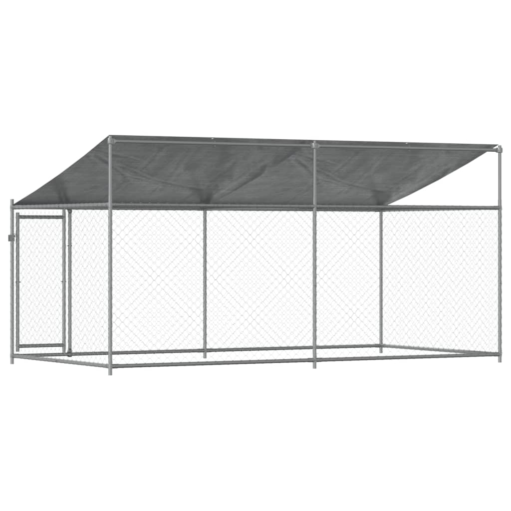 vidaXL Jaula de perros techo y puerta acero galvanizado gris 4x2x2 m