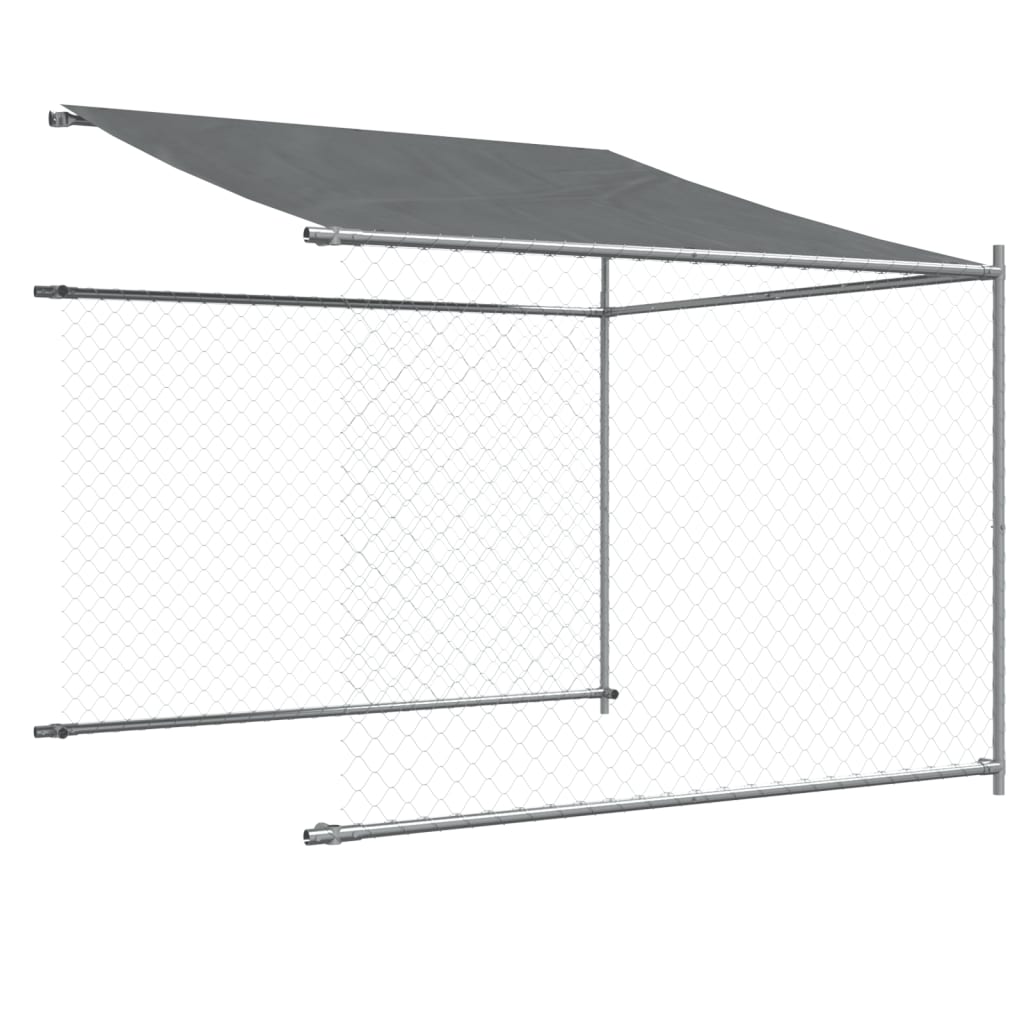 vidaXL Jaula de perros techo y puerta acero galvanizado gris 4x2x2 m