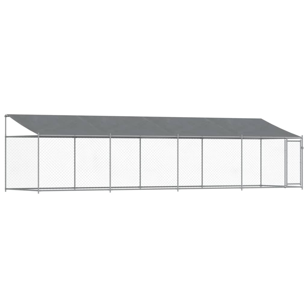 vidaXL Jaula de perros techo y puerta acero galvanizado gris 8x2x2 m