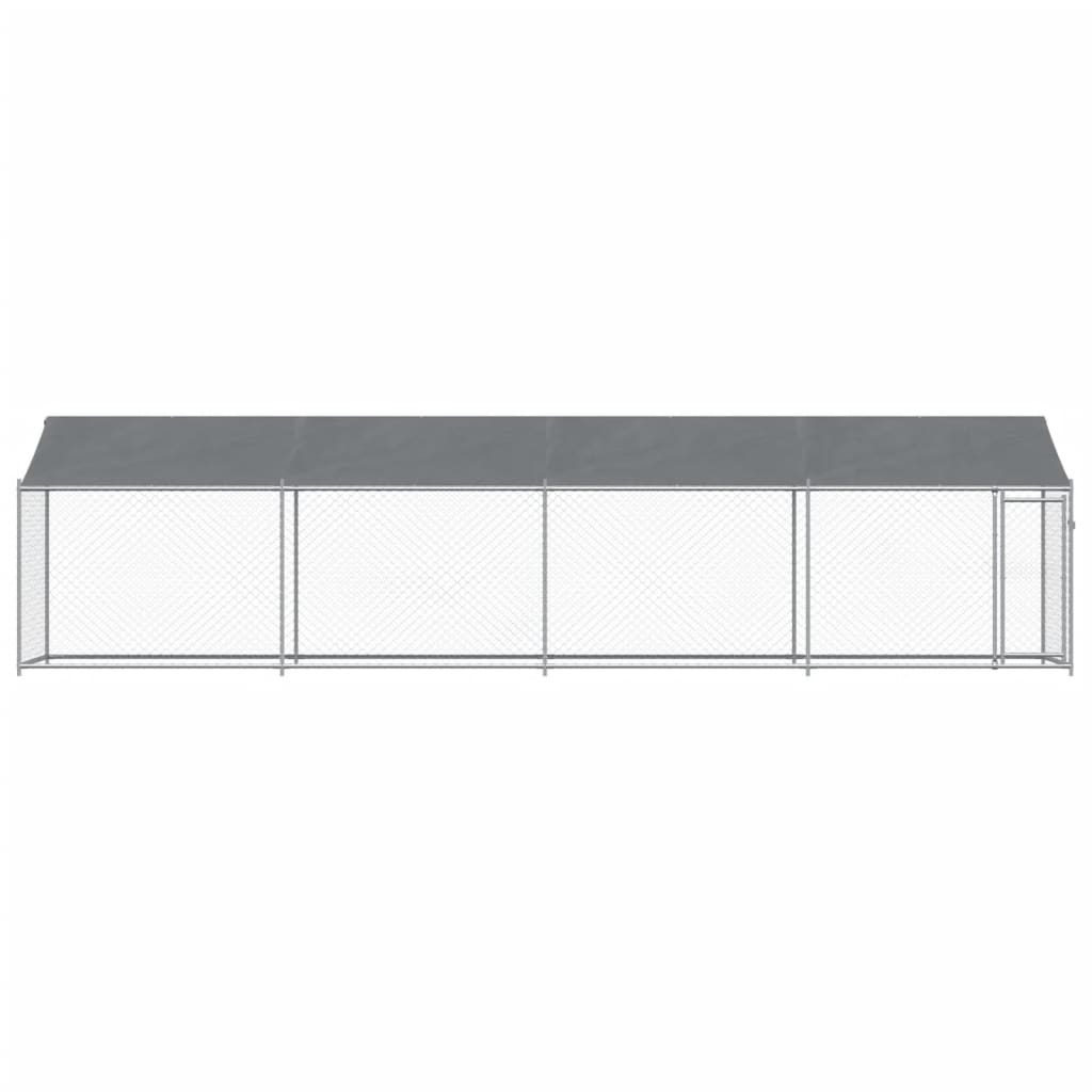 vidaXL Jaula de perros techo y puerta acero galvanizado gris 8x2x2 m