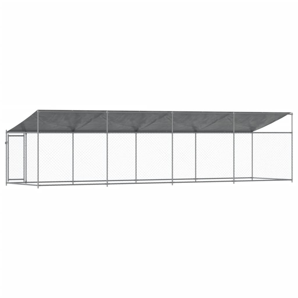 vidaXL Jaula de perros techo y puerta acero galvanizado gris 8x2x2 m