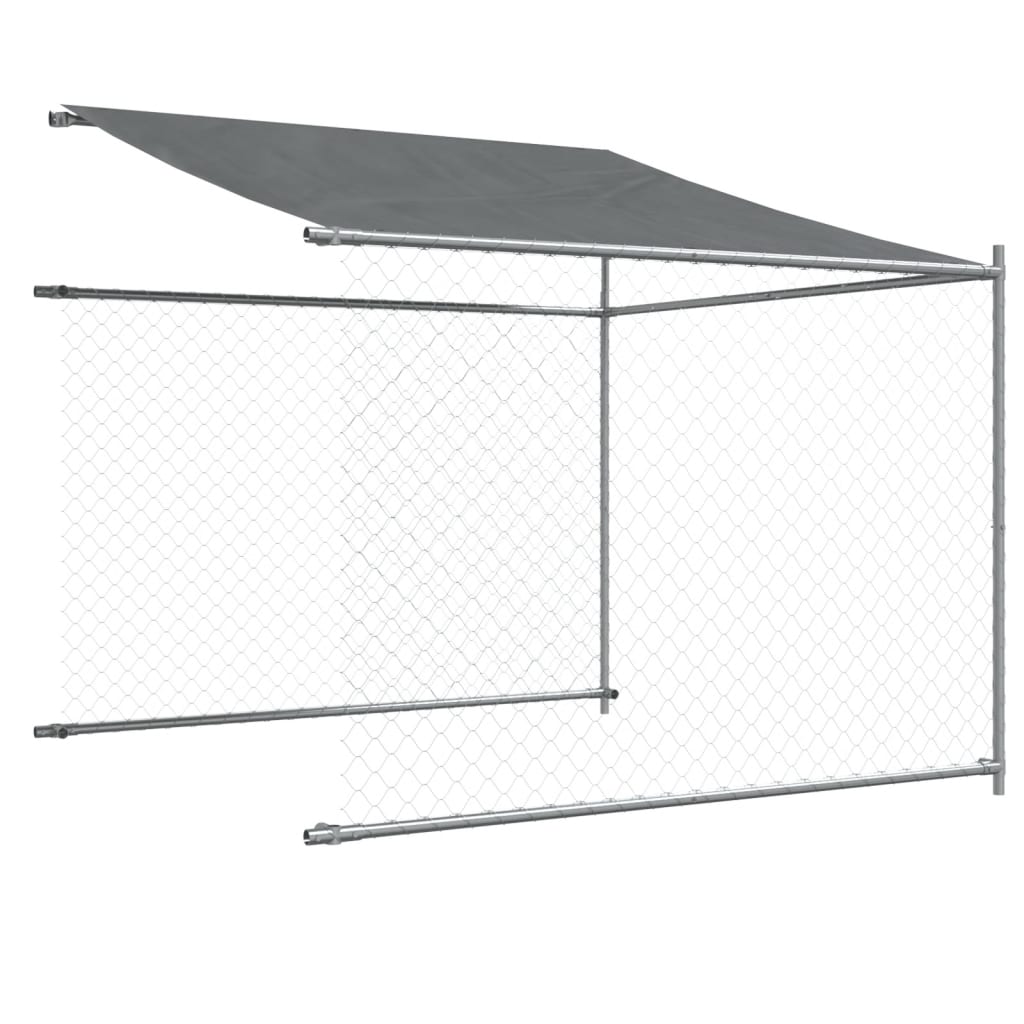 vidaXL Jaula de perros techo y puerta acero galvanizado gris 8x2x2 m