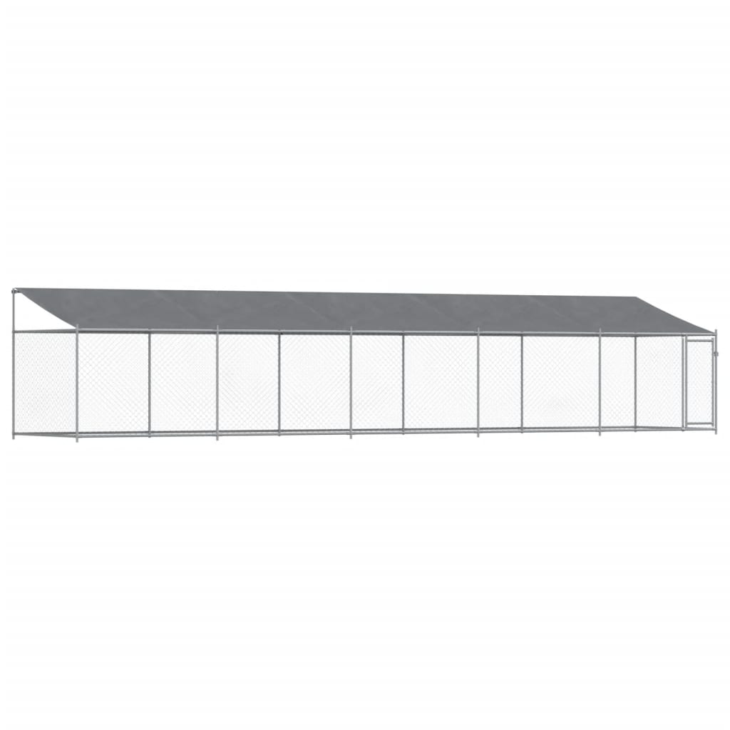 vidaXL Jaula de perros techo y puerta acero galvanizado gris 10x2x2 m