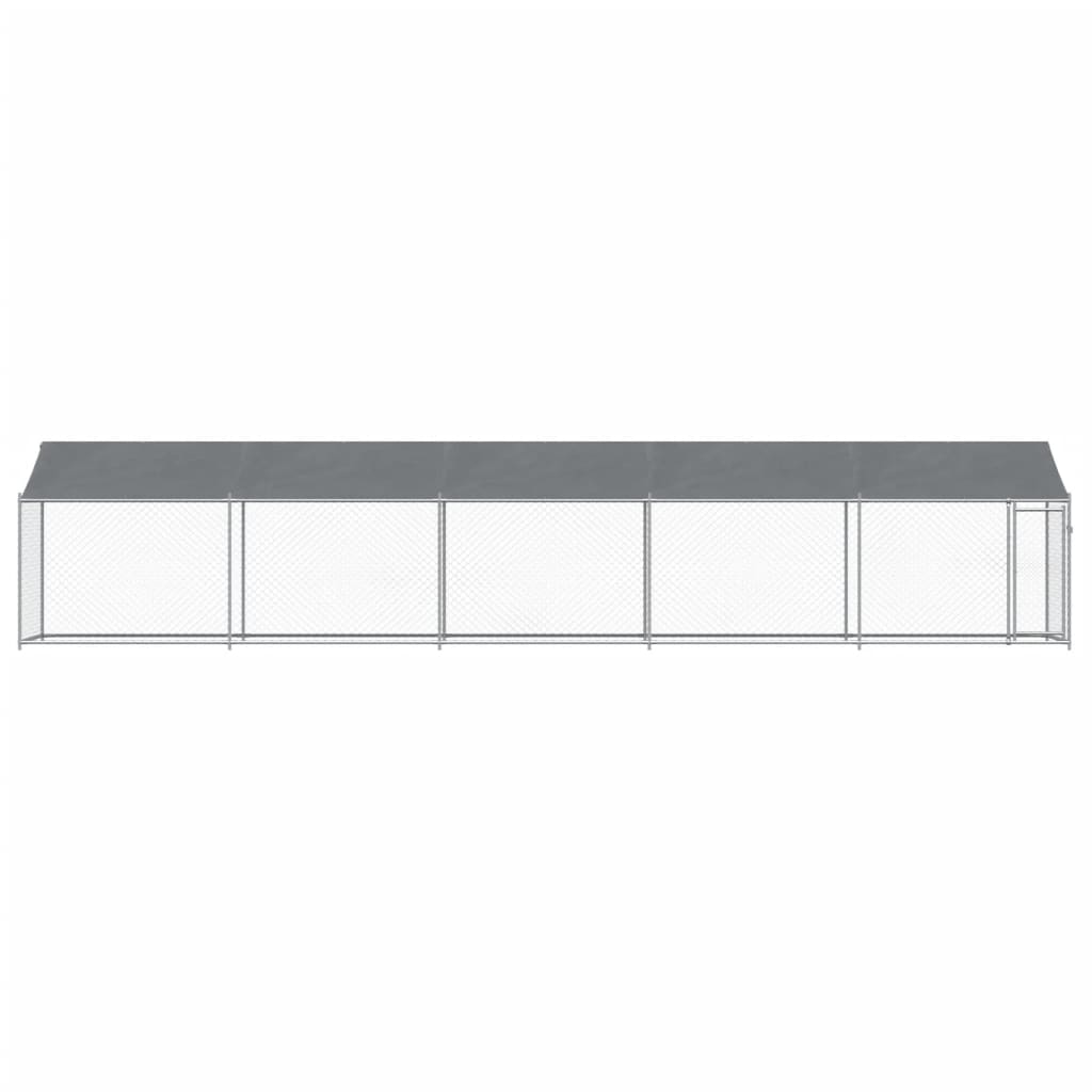 vidaXL Jaula de perros techo y puerta acero galvanizado gris 10x2x2 m