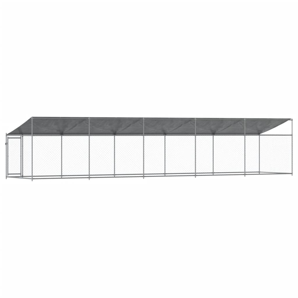 vidaXL Jaula de perros techo y puerta acero galvanizado gris 10x2x2 m