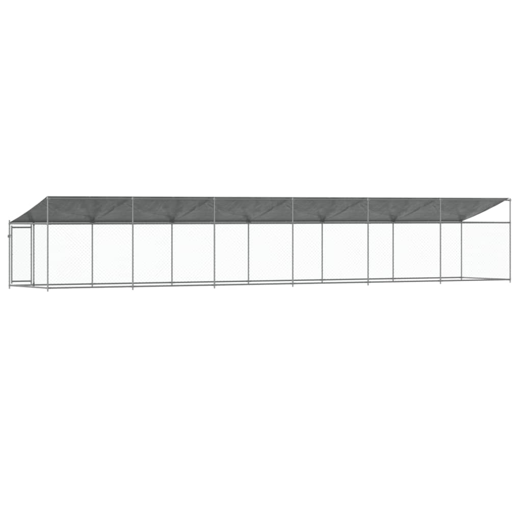 vidaXL Jaula de perros techo y puerta acero galvanizado gris 12x2x2 m