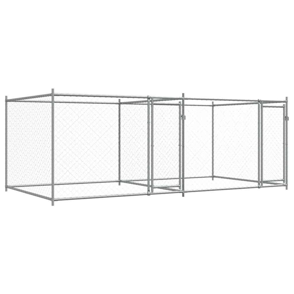 vidaXL Jaula de perros con puertas acero galvanizado gris 4x2x1,5 m