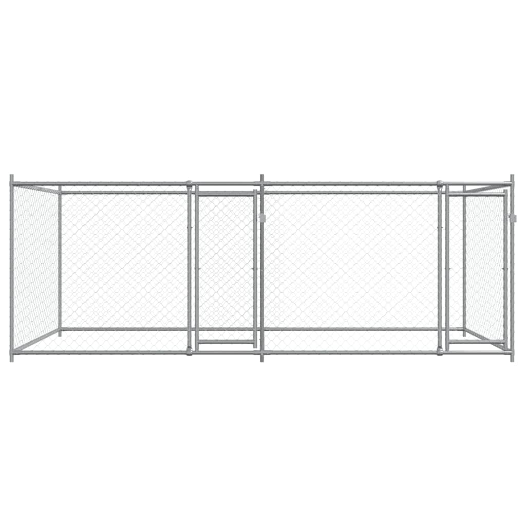 vidaXL Jaula de perros con puertas acero galvanizado gris 4x2x1,5 m