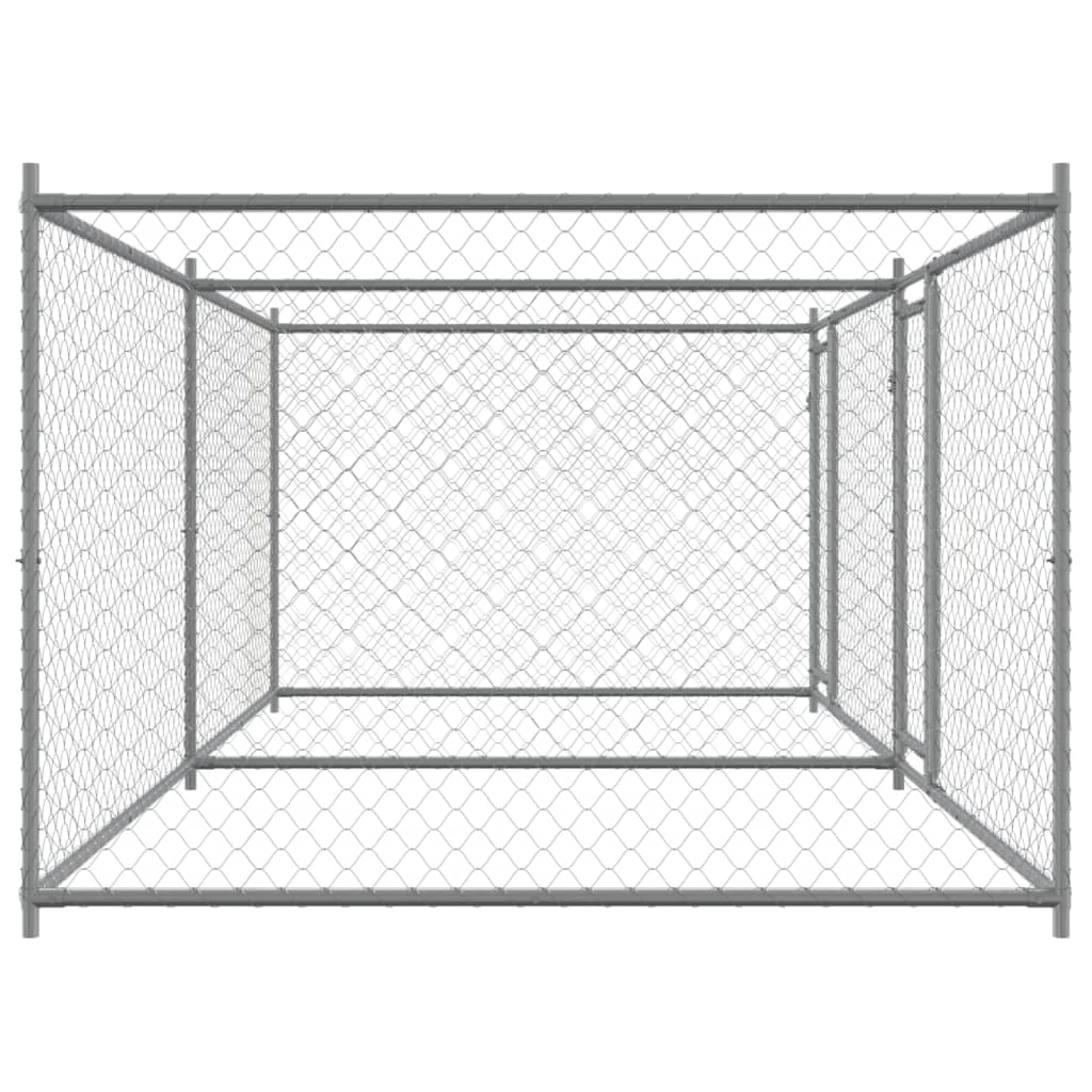 vidaXL Jaula de perros con puertas acero galvanizado gris 4x2x1,5 m