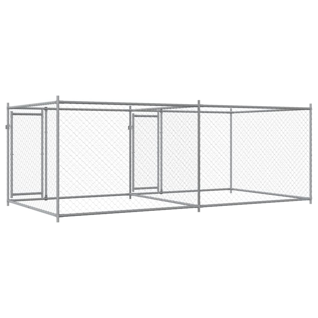 vidaXL Jaula de perros con puertas acero galvanizado gris 4x2x1,5 m