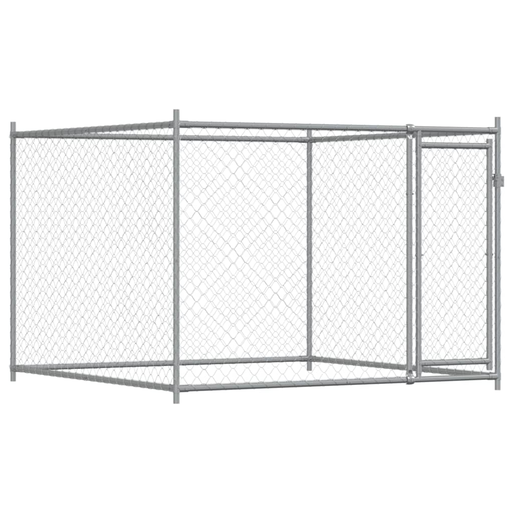 vidaXL Jaula de perros con puertas acero galvanizado gris 4x2x1,5 m