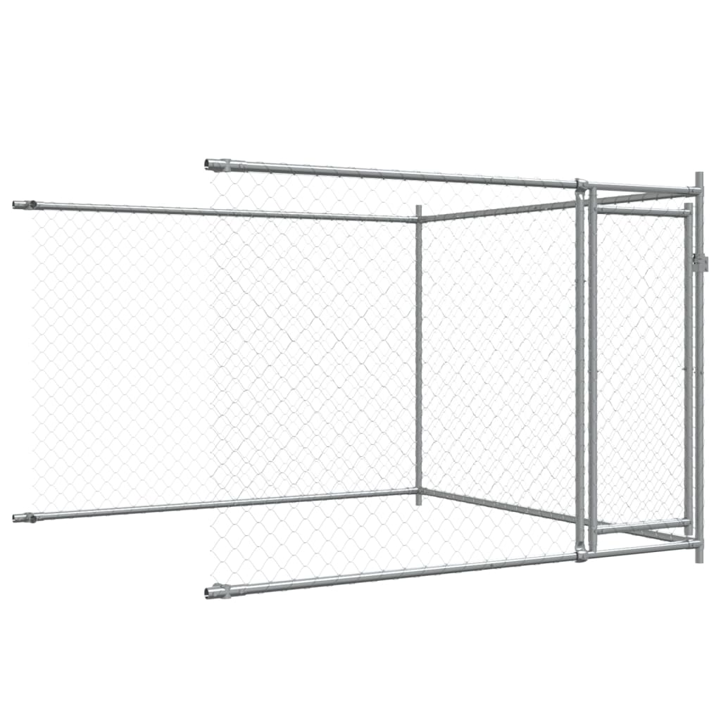 vidaXL Jaula de perros con puertas acero galvanizado gris 4x2x1,5 m