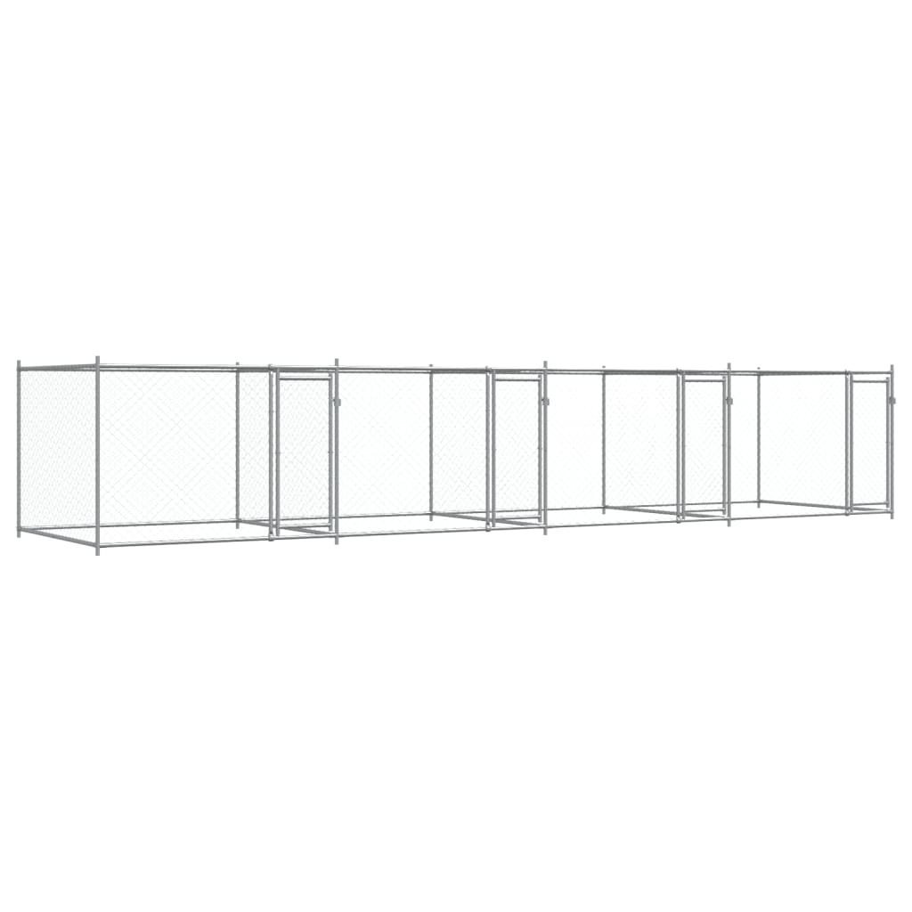 vidaXL Jaula de perros con puertas acero galvanizado gris 8x2x1,5 m