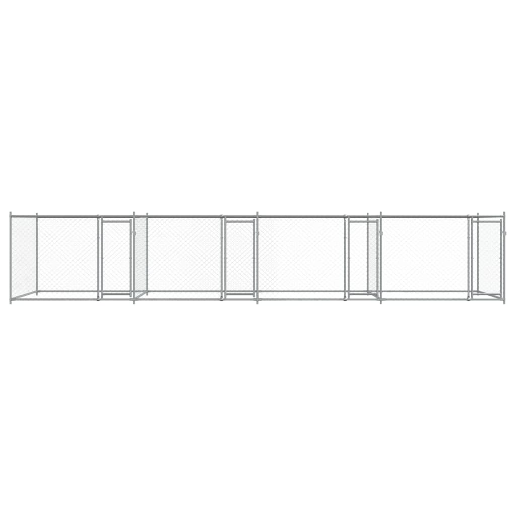 vidaXL Jaula de perros con puertas acero galvanizado gris 8x2x1,5 m