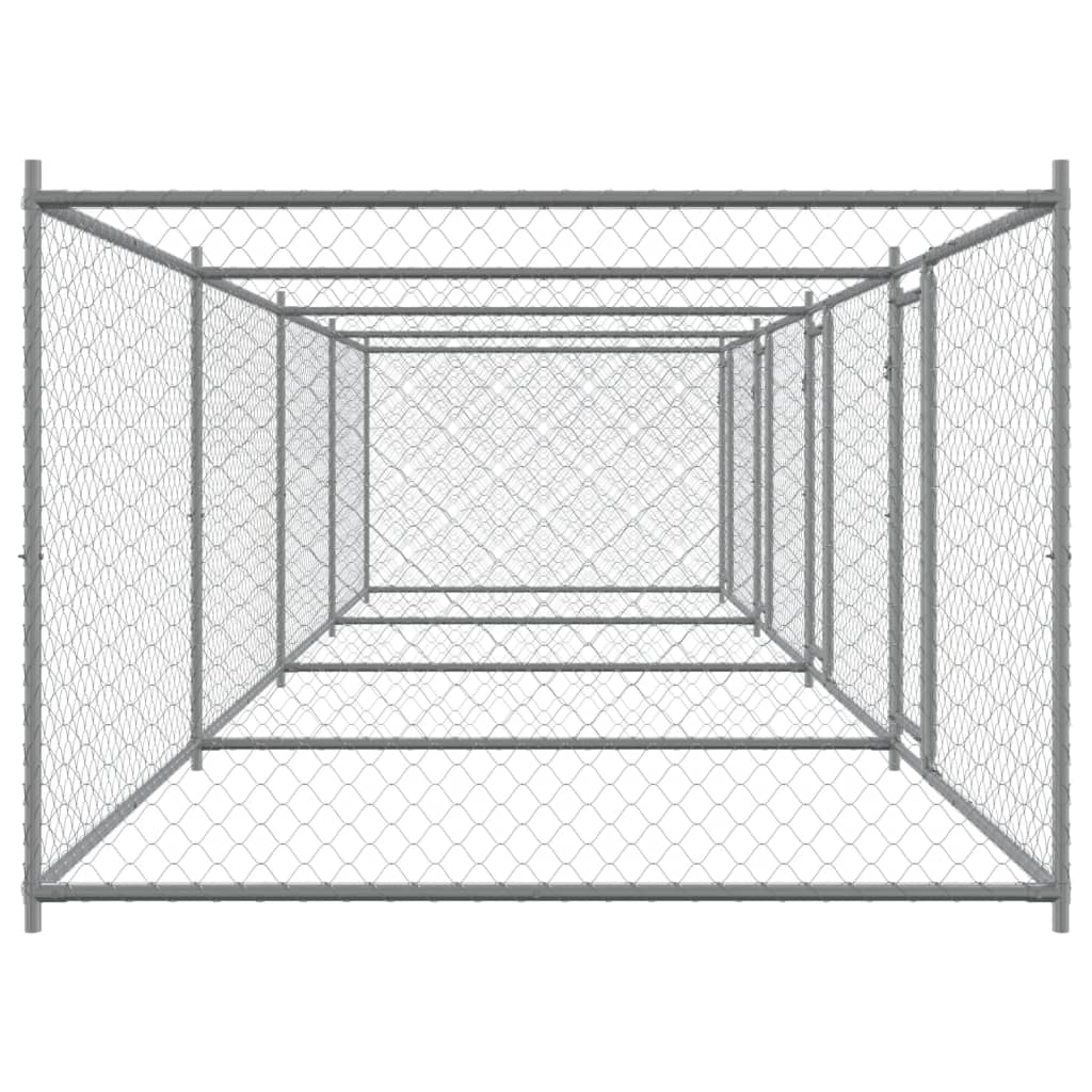 vidaXL Jaula de perros con puertas acero galvanizado gris 8x2x1,5 m