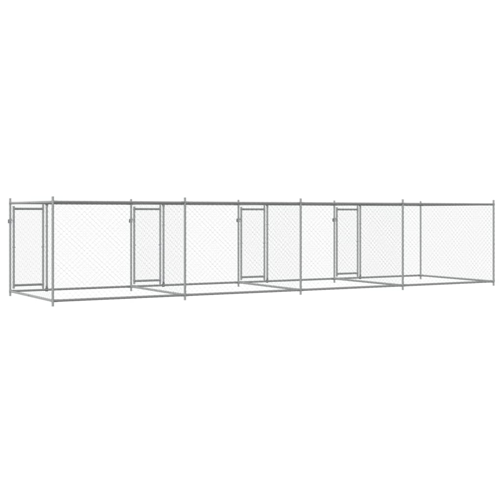 vidaXL Jaula de perros con puertas acero galvanizado gris 8x2x1,5 m