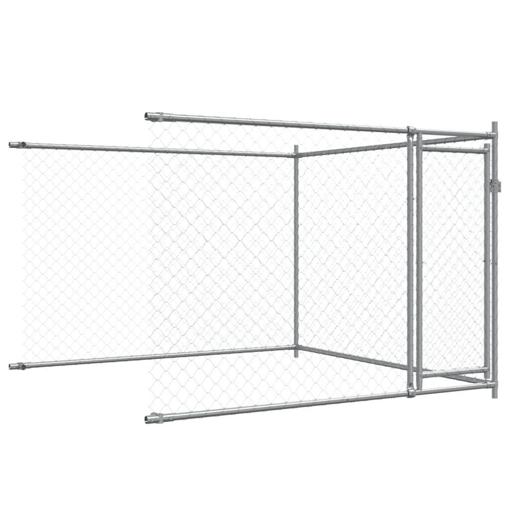 vidaXL Jaula de perros con puertas acero galvanizado gris 8x2x1,5 m