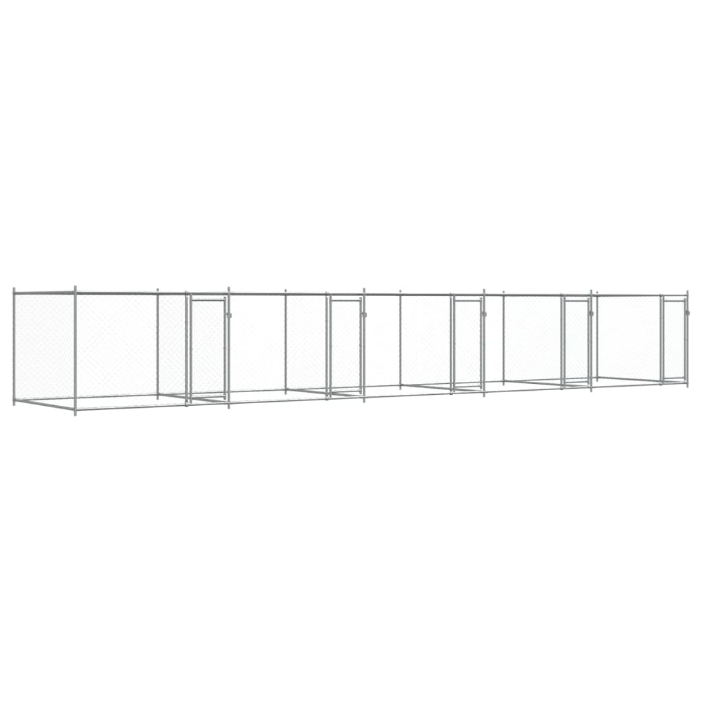 vidaXL Jaula de perros con puertas acero galvanizado gris 10x2x1,5 m