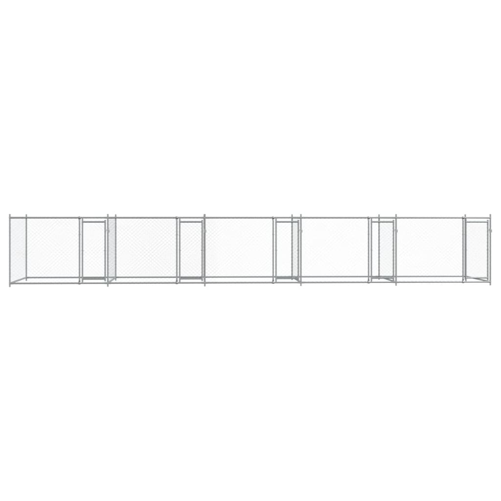 vidaXL Jaula de perros con puertas acero galvanizado gris 10x2x1,5 m