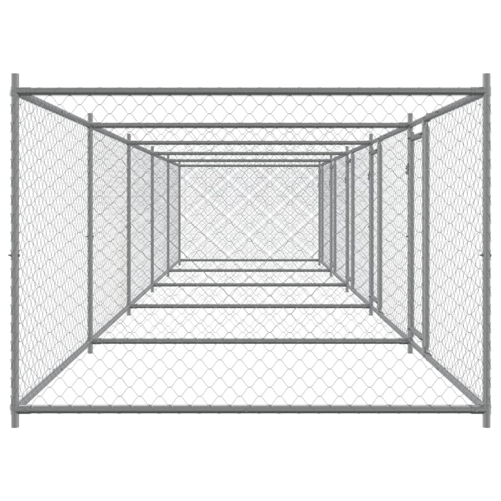 vidaXL Jaula de perros con puertas acero galvanizado gris 10x2x1,5 m