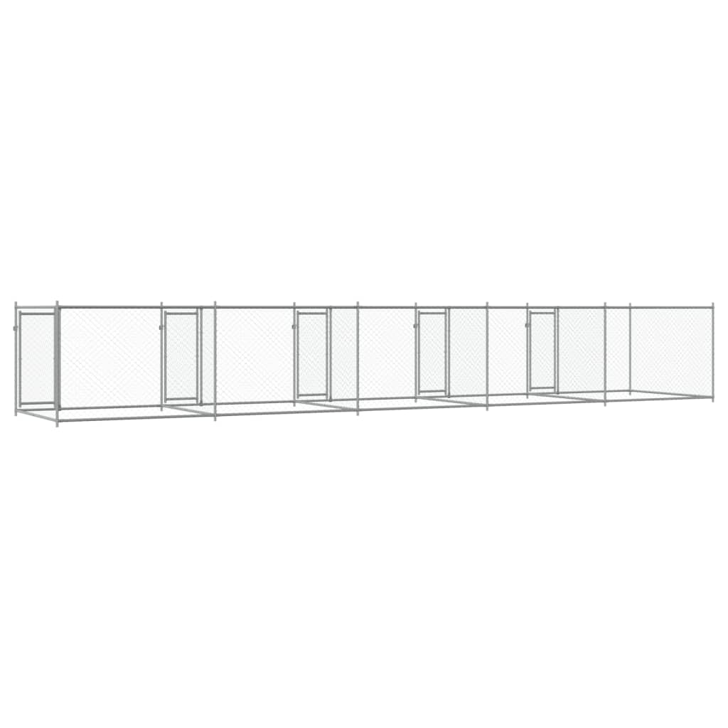 vidaXL Jaula de perros con puertas acero galvanizado gris 10x2x1,5 m