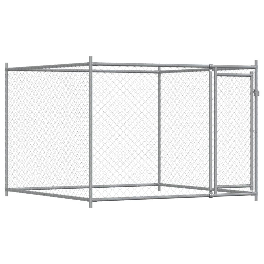 vidaXL Jaula de perros con puertas acero galvanizado gris 10x2x1,5 m