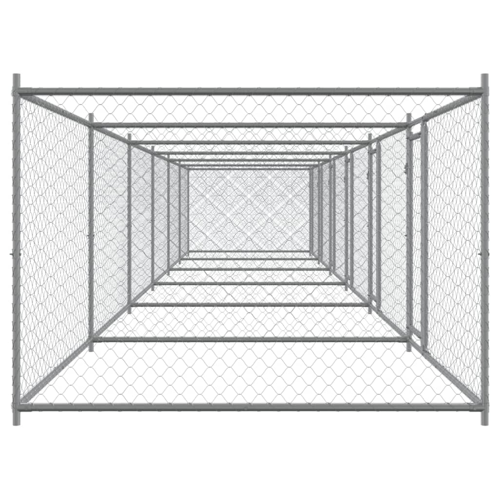 vidaXL Jaula de perros con puertas acero galvanizado gris 12x2x1,5 m