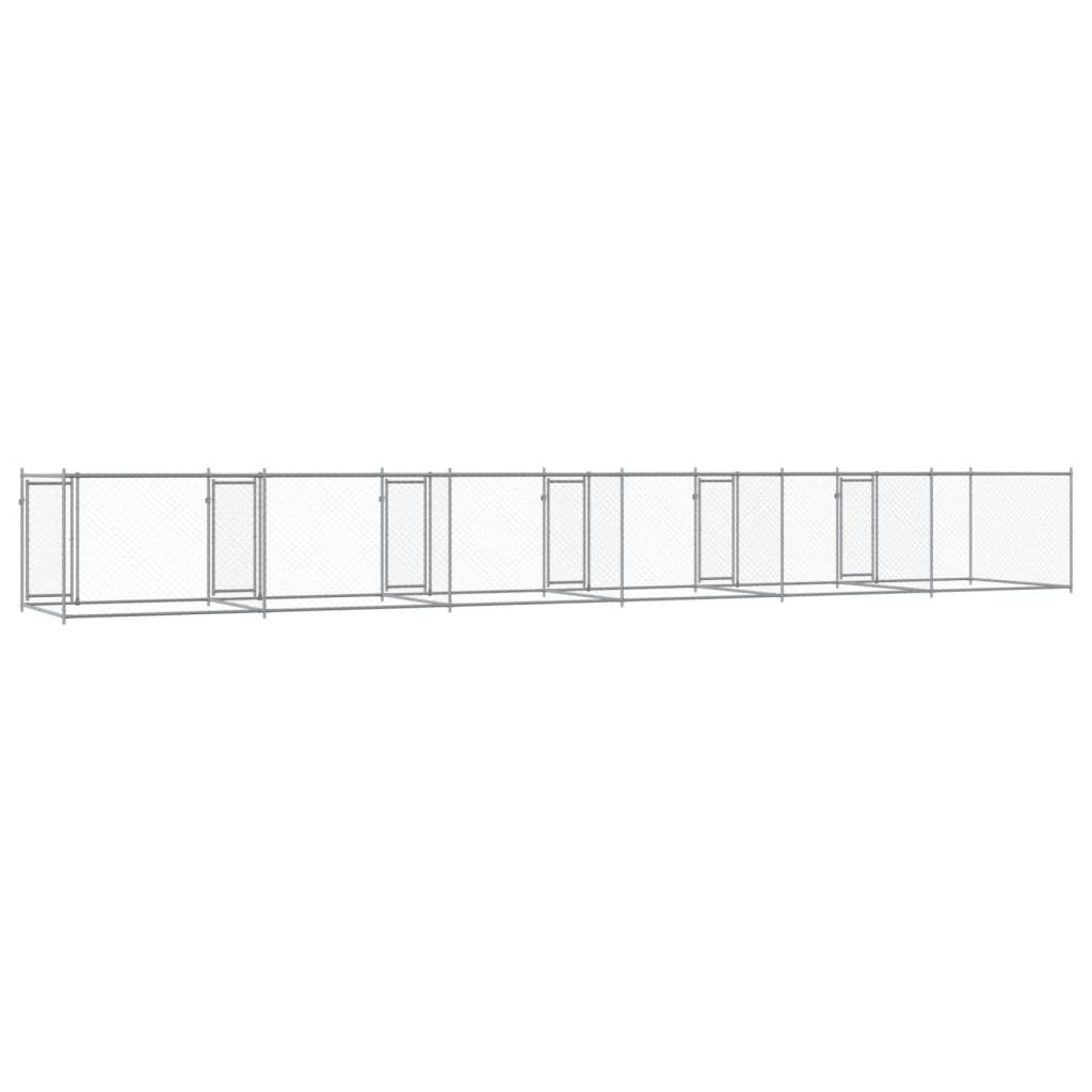 vidaXL Jaula de perros con puertas acero galvanizado gris 12x2x1,5 m