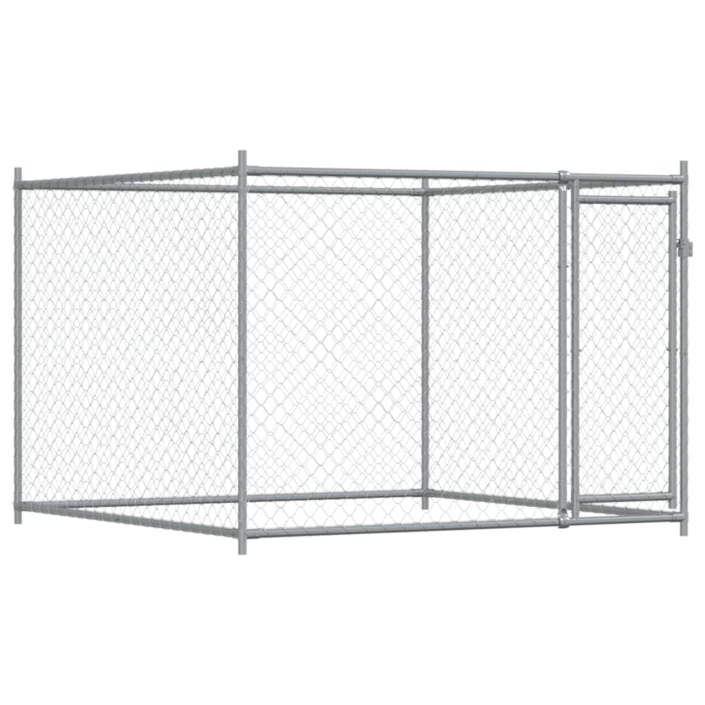 vidaXL Jaula de perros con puertas acero galvanizado gris 12x2x1,5 m