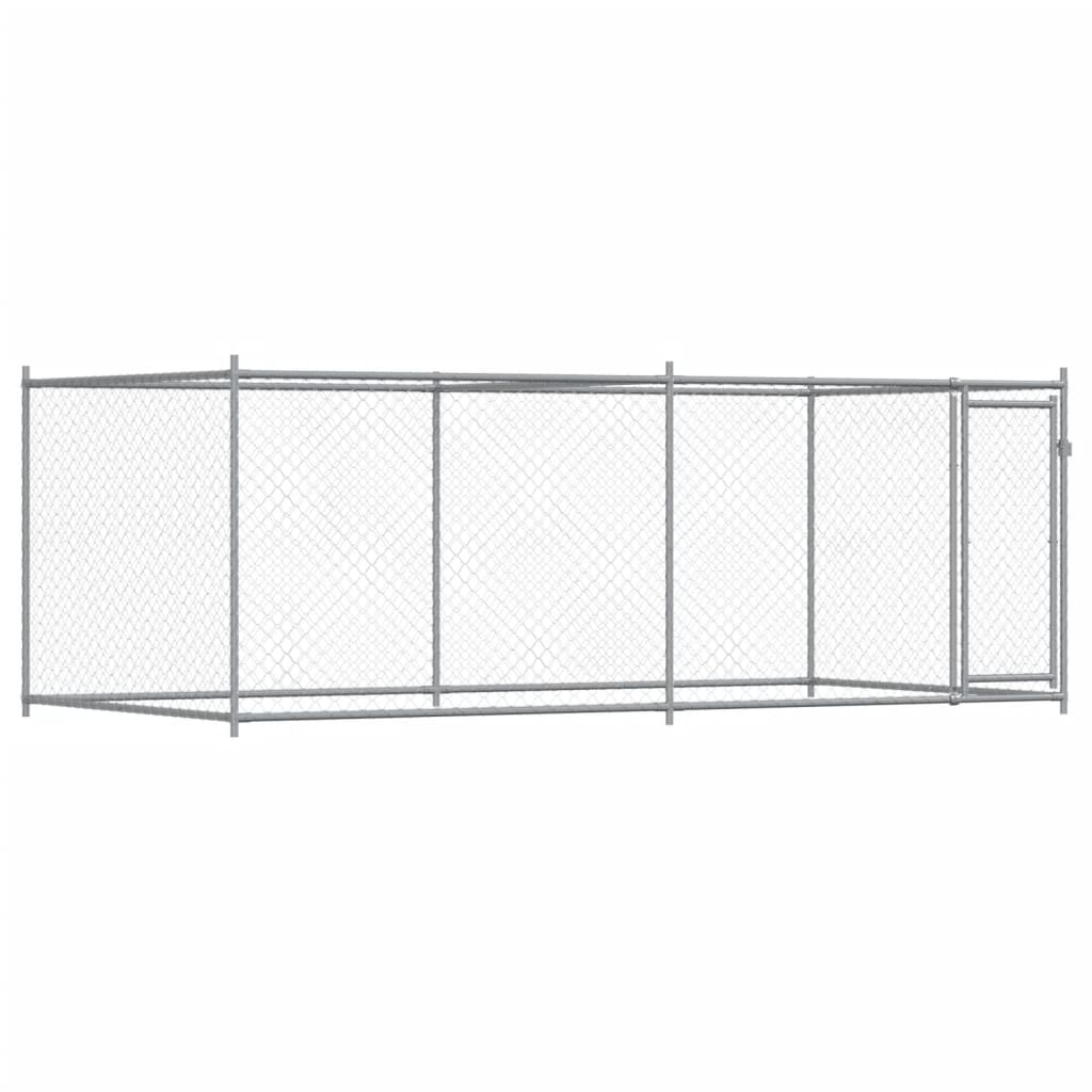 vidaXL Jaula de perros con puerta acero galvanizado gris 4x2x1,5 m