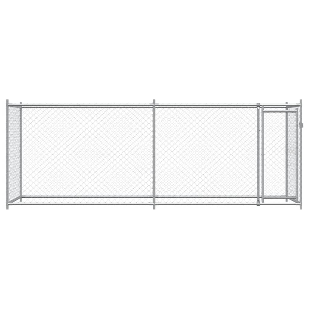 vidaXL Jaula de perros con puerta acero galvanizado gris 4x2x1,5 m