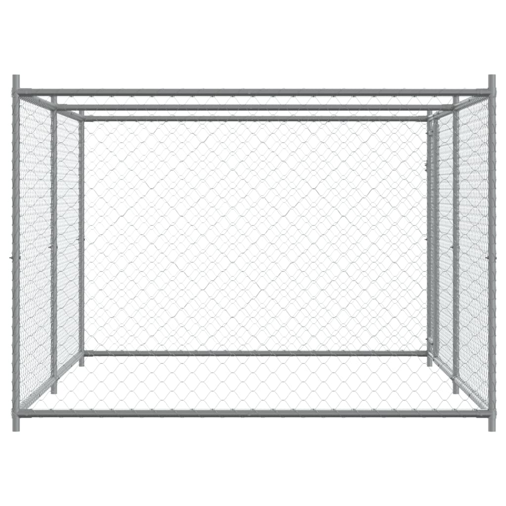 vidaXL Jaula de perros con puerta acero galvanizado gris 4x2x1,5 m