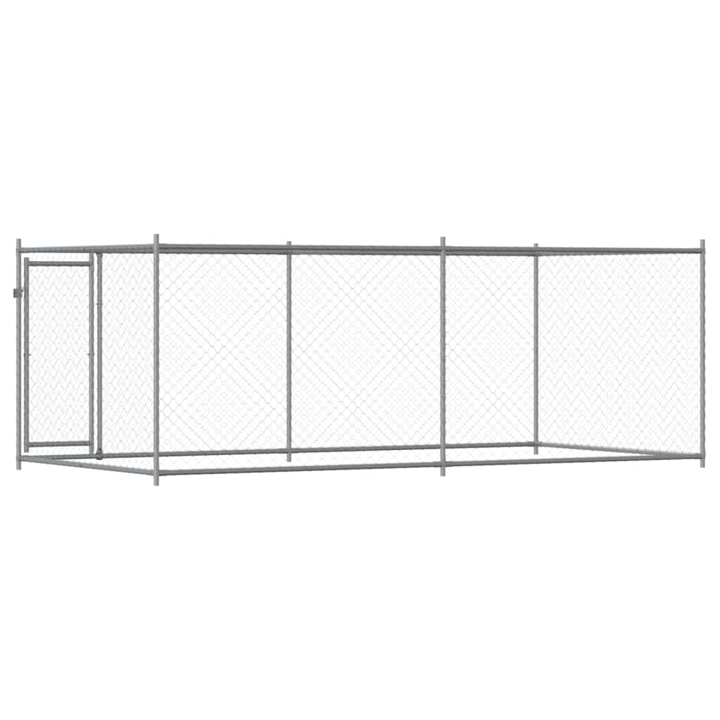 vidaXL Jaula de perros con puerta acero galvanizado gris 4x2x1,5 m