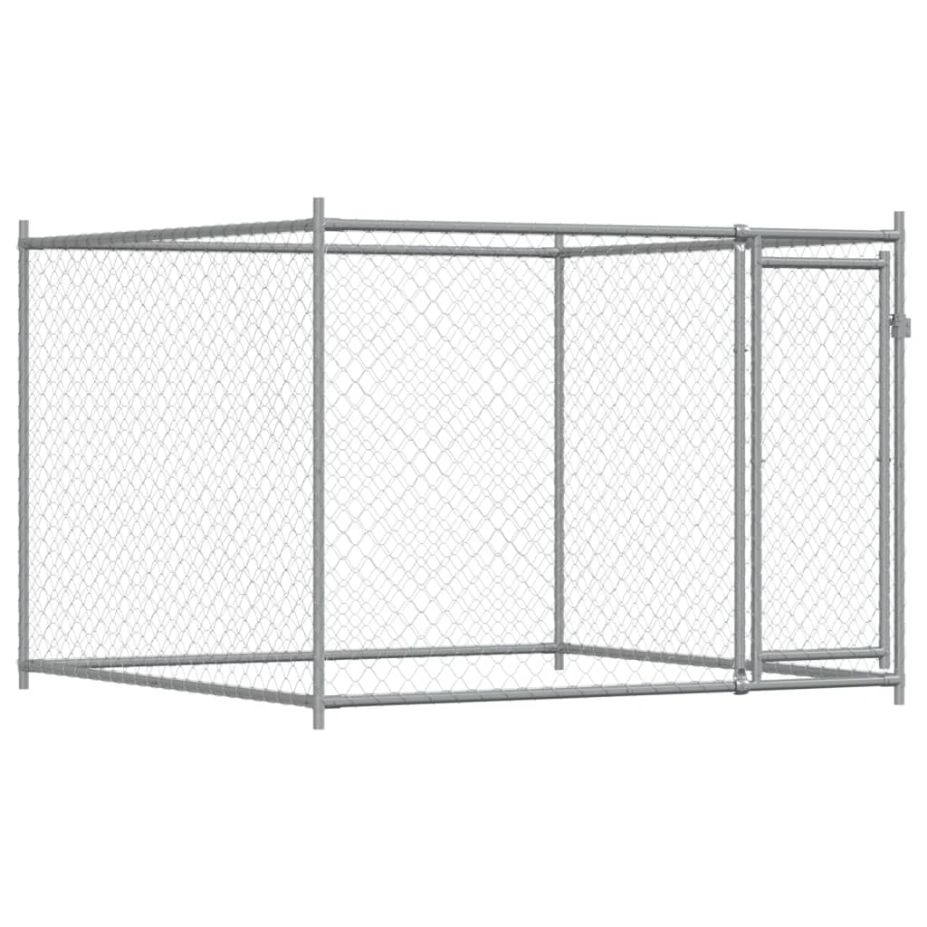 vidaXL Jaula de perros con puerta acero galvanizado gris 4x2x1,5 m