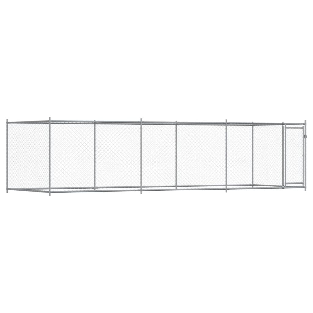 vidaXL Jaula de perros con puerta acero galvanizado gris 6x2x1,5 m