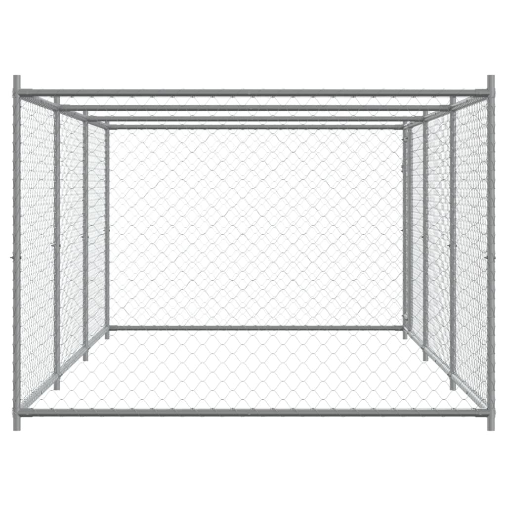 vidaXL Jaula de perros con puerta acero galvanizado gris 6x2x1,5 m