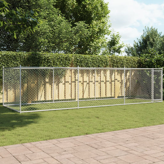 vidaXL Jaula de perros con puerta acero galvanizado gris 6x2x1,5 m