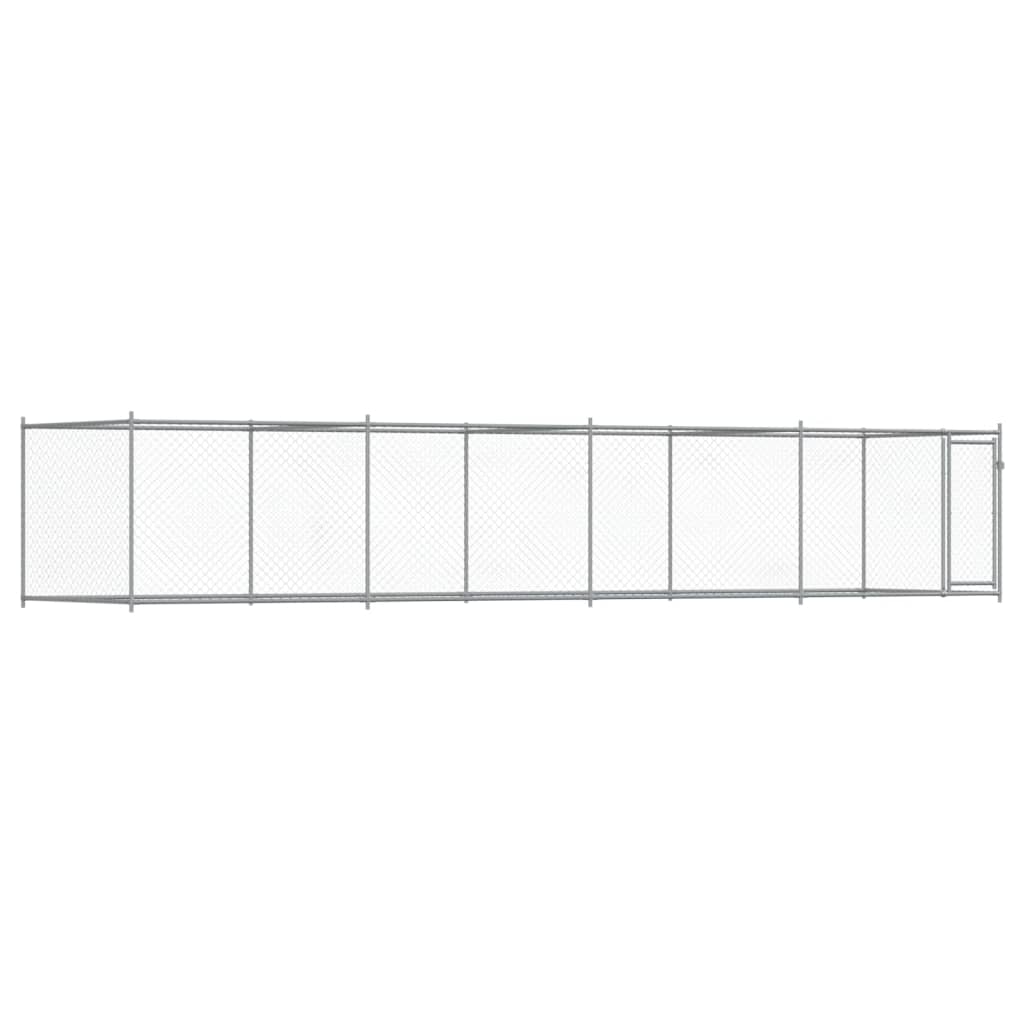 vidaXL Jaula de perros con puerta acero galvanizado gris 8x2x1,5 m