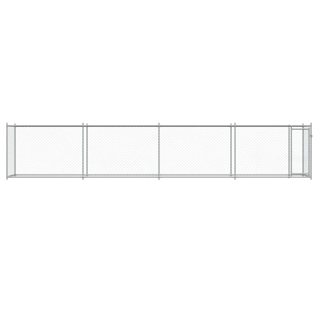 vidaXL Jaula de perros con puerta acero galvanizado gris 8x2x1,5 m